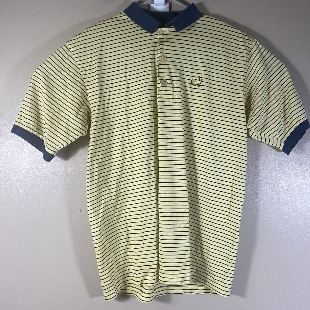 VTG 90s Augusta National Polo Shirt Golf Mens Medium Yellow Short Sleeve Masters